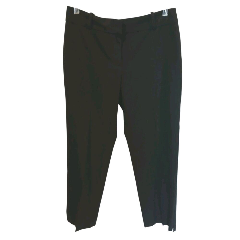 Talbots Women's Curvy Fit Black Pants Size 2 Stretch Blend Capri Crop Notched